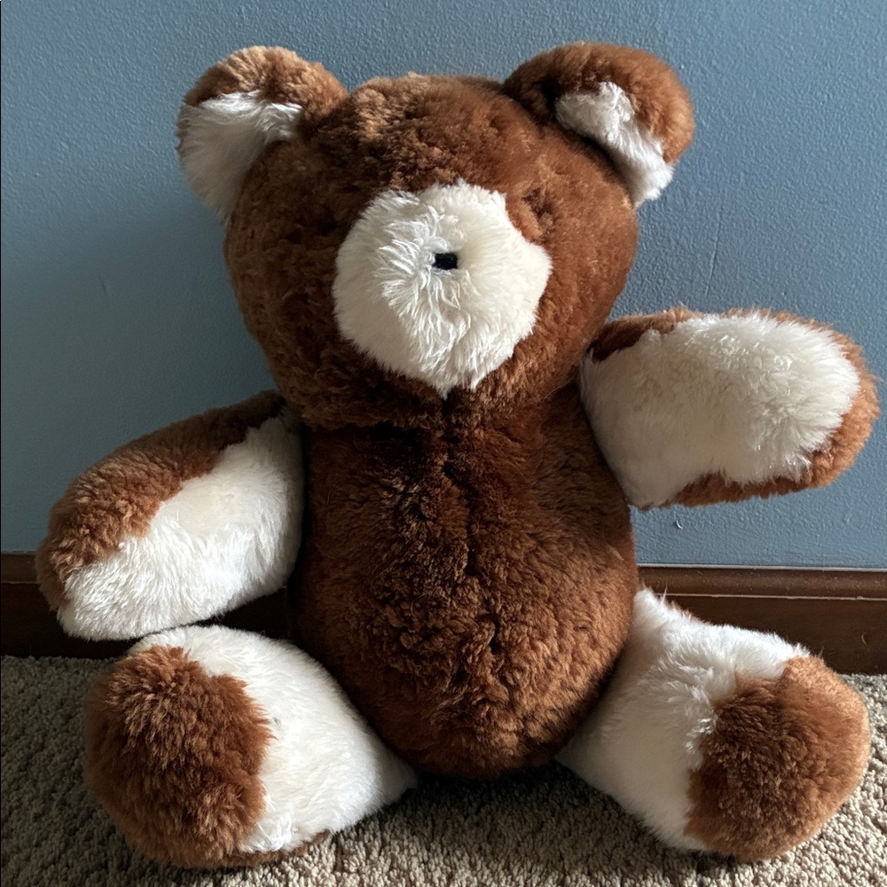 Authentic sheepskin Brown and Cream Teddy Bear